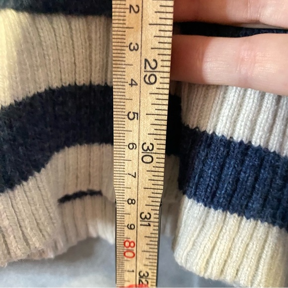 American Eagle Pullover Hoodie Mens XXL Knit Sweater Fair Isle Spellout Blue - Picture 8 of 8